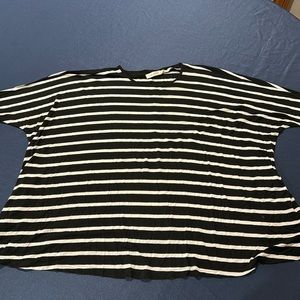 Black and white striped flow top